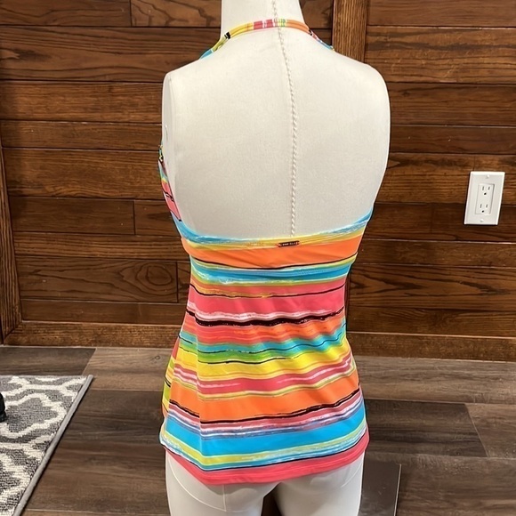 Anne Cole tankini top gold detail, halter neck, padding, bra, size medium - Picture 3 of 4